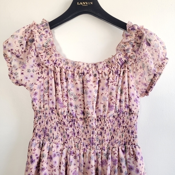 Rachel Parcell Off-The-Shoulder Chiffon Smocked Watercolor Midi Dress New 2/XS - Picture 10 of 16